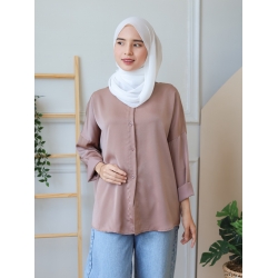Aida Satin Top - Brown / Plum / Black / Grey / White