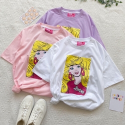 Barbie Baggy Tshirt (F) - Black / Soft Pink / Blue / White / Dark Blue / Orange / Purple / Green / Yellow