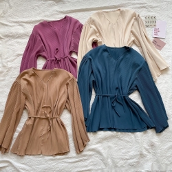 Isabel Pleated Top - Teal / Purple / Brown / Creme