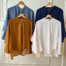 Aini Stripe Top - Blue / White / Green Army / Dark Blue / Brown