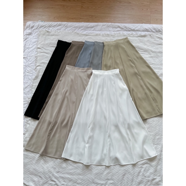 Mikaila Flowy Skirt - White / Light Grey / Soft Mint / Grey / Ash grey / Brown Grey / Black