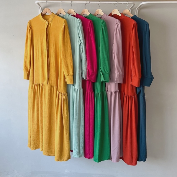 Kloe Dress - Fuchsia / Yellow / Mint / Green / Soft Purple / Orange Brick / Teal