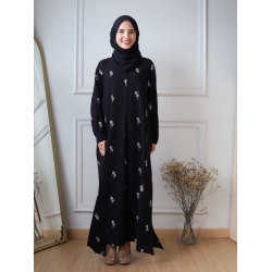 Madina Embroidery Dress - White / Nude / Pink / Grey / Dark Blue / Green / Black