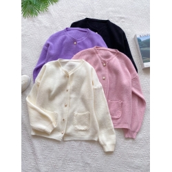 Silvia Knit Cardigan -Creme / Pink / Purple / Black