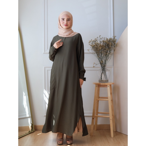 Afiqah Long Tunic - Purple / Green Army / White / Black / Mustard