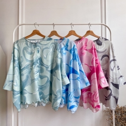 Anna Satin Top - Pink / Blue / Dusty Green / Grey