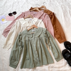 Luna Cotton Top - Pink / Mint / Creme / Brown