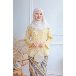 Anggun Scallop Kebaya - Blue / Brown / Plum / Soft Yellow / Black / Red / Maroon