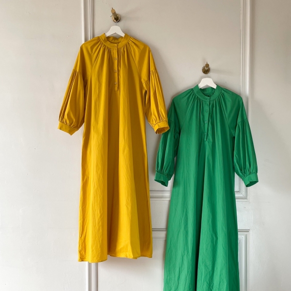 Zandra Cotton Dress - Yellow / Green / Soft Purple / Fuschia / Brown / Black