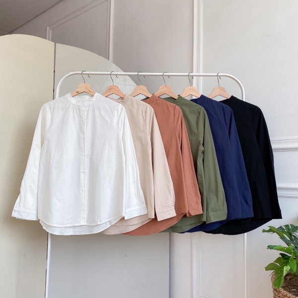 Han Cotton Top - White / Nude / Brown / Green / Dark Blue / Black
