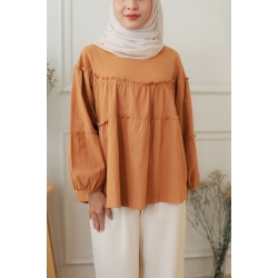 Laura Cotton Top - Brown / White / Soft Yellow 