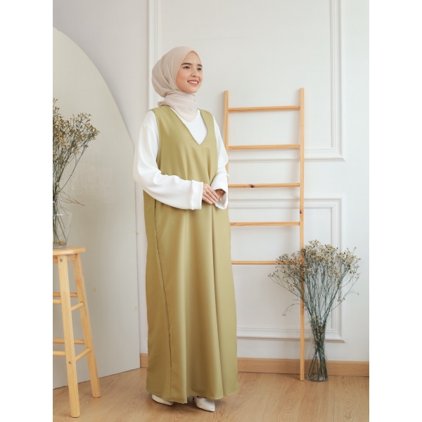 Malisa Pinafore Dress (Size L/XL) - Dark Blue / Black / Mint Green / Pink / Brown / White