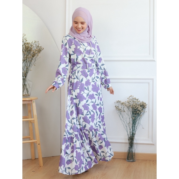 Audrey Flower Dress - Blue / Teal / Brown / Purple Audrey Flower Dress - Blue / Teal / Brown / Purple