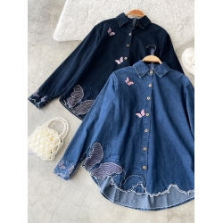 Mariposa Denim Top (Cuff Sleeve) 