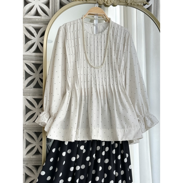 Tesni Polka Pleated Top
