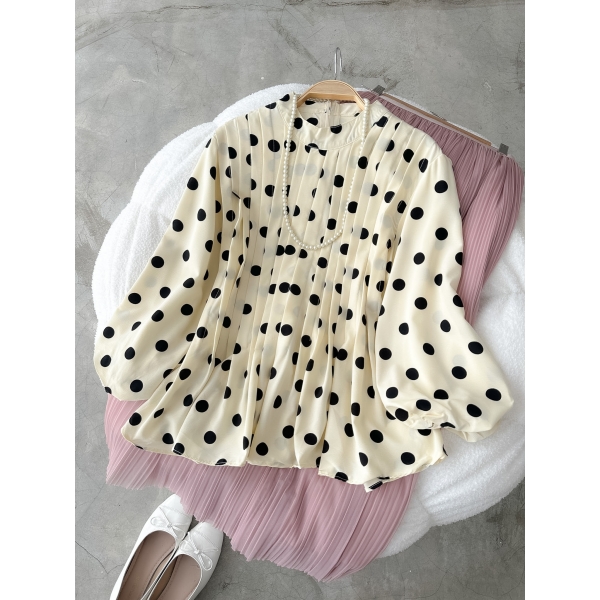 Kennedy Polka Pleated Top