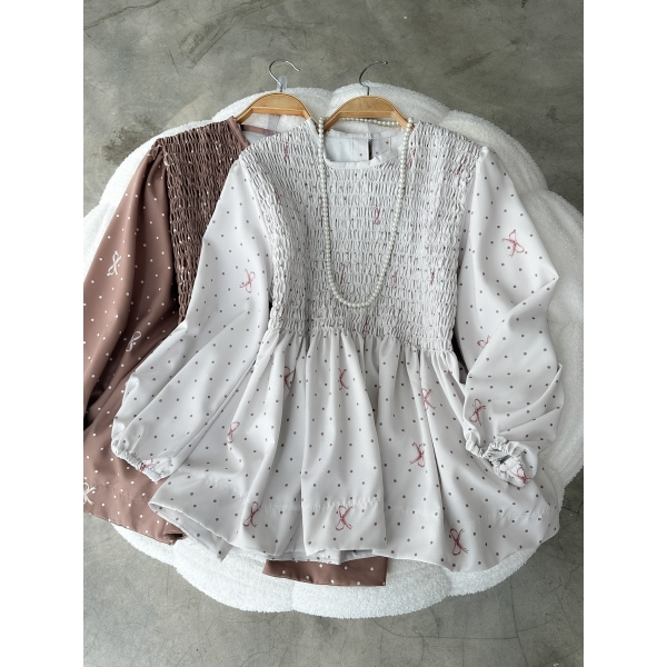 Dazel Polka Pleated Top