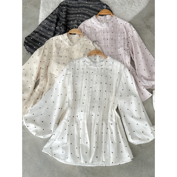 Dellen Polka Pleated Top