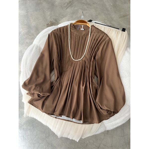 Manon Stripe Pleated Top