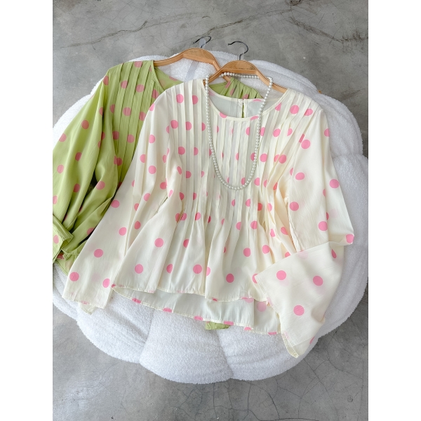 Elliot Polka Pleated Top