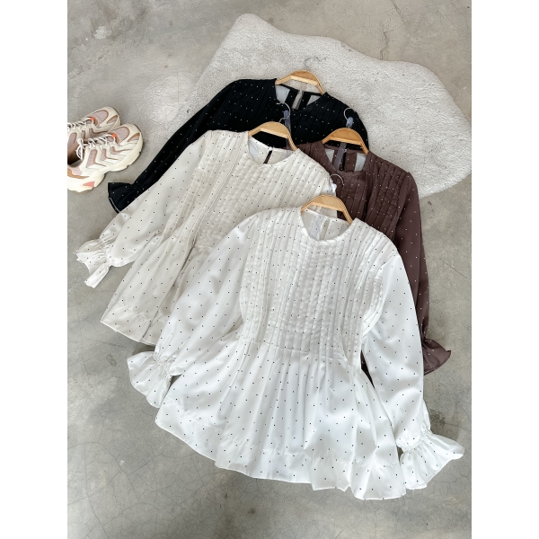 Tesni Pleated Polka Top