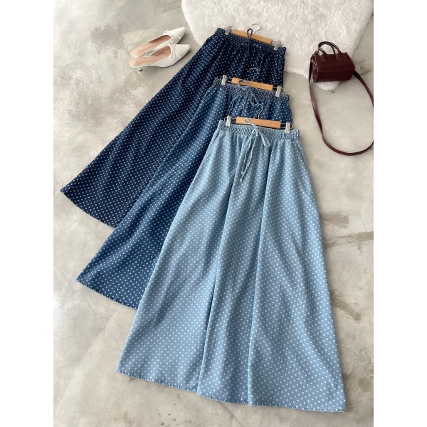 Neko Polka Denim Skirt